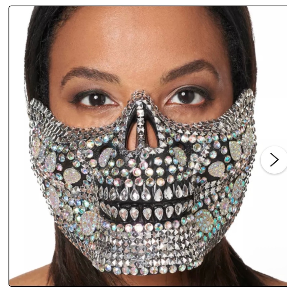 Spirit Silver and Black Crystal Skull Face Mask